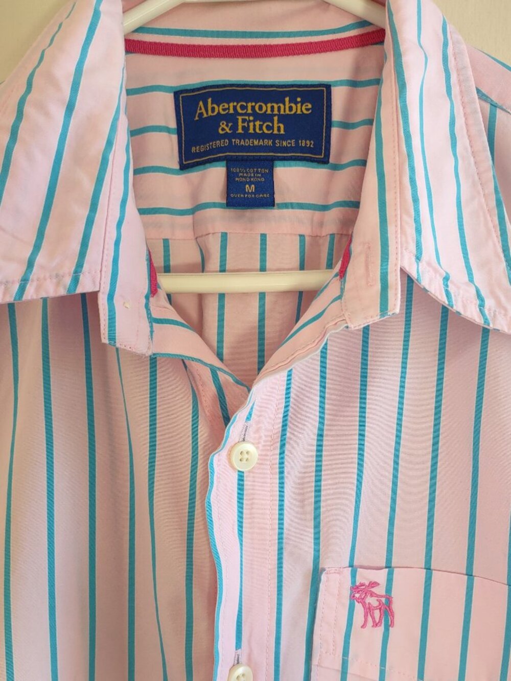Vintage Abercrombie & Fitch Striped Short Sleeve Button Up Shirt Men Medium